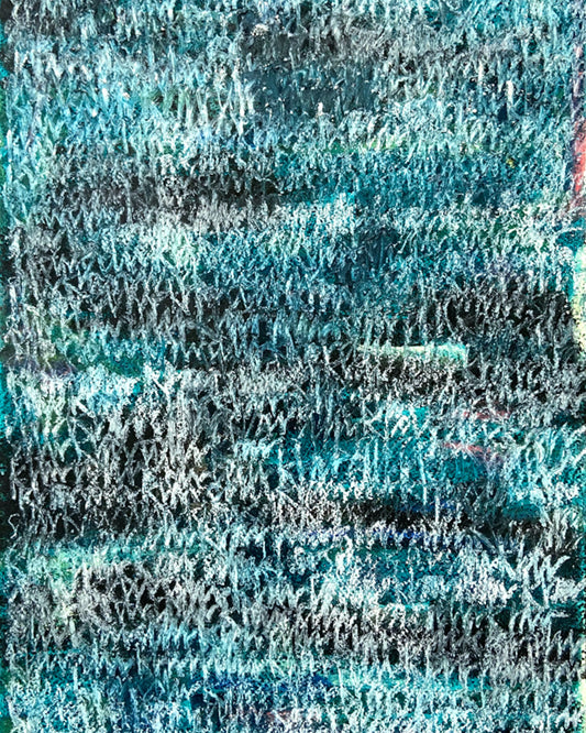 Detail eines chirografischen Unikats in Kreide und Ölpastell auf Karton