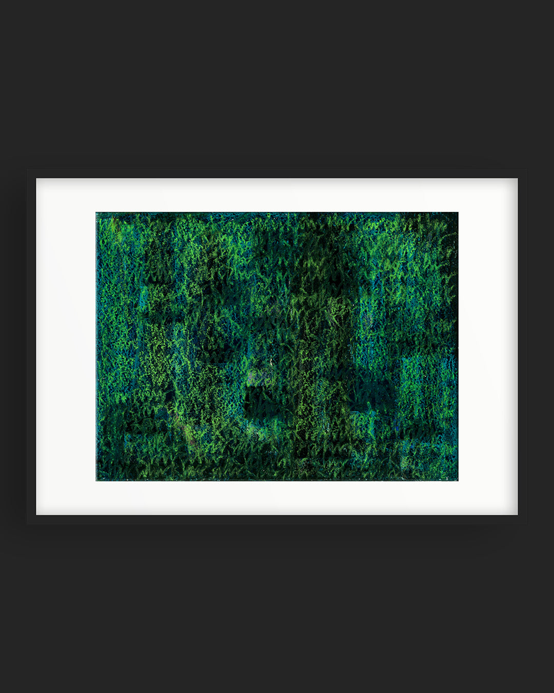 Chirografisches Unikat in Kreide und Ölpastell auf Karton, Querformat, gerahmt mit schwarzem Rahmen und Passepartout auf dunkelgrauem Hintergrund