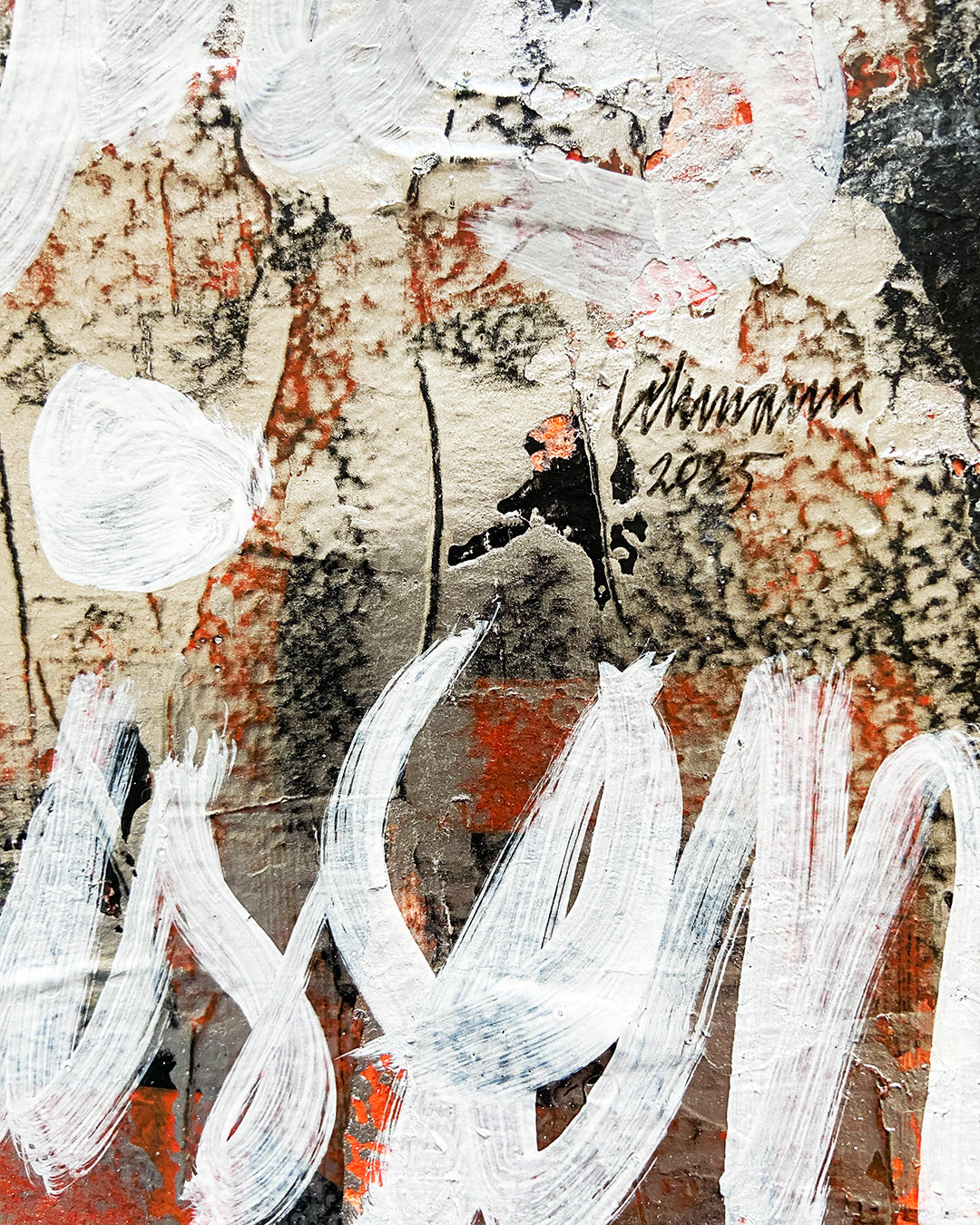 Detail eines chirografischen Mixed-Media-Unikats auf Karton