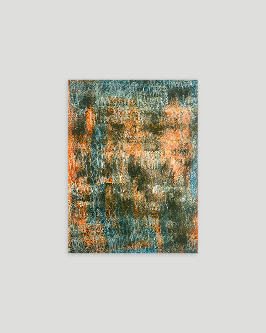 Chirografisches Unikat in Kreide und Ölpastell auf Karton, ungerahmt auf hellgrauem Hintergrund