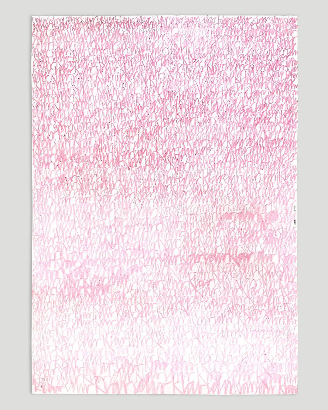 Chirografisches Unikat in Ölpastell auf weißem Papier, ungerahmt vor hellgrauem Hintergrund