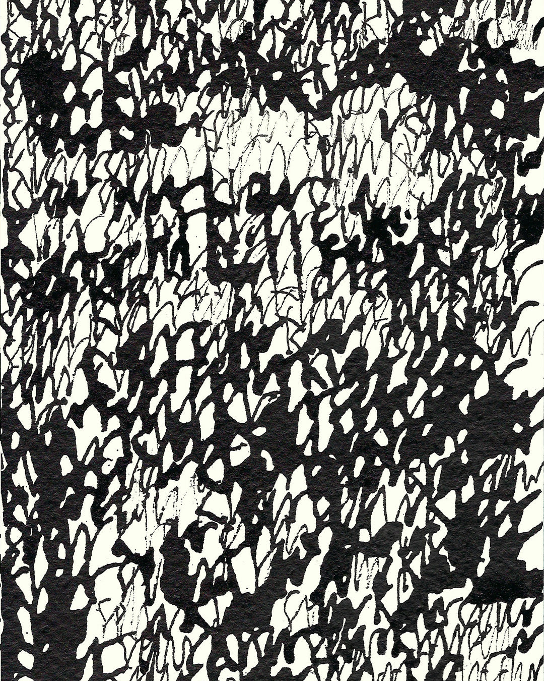 Detailaufnahme eines chirografischen Unikats in schwarzer Tusche auf cremefarbenem Karton