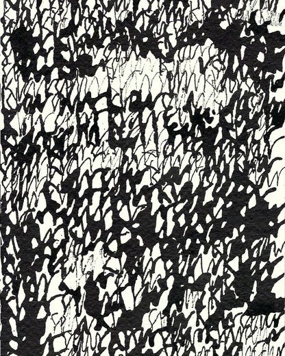 Detailaufnahme eines chirografischen Unikats in schwarzer Tusche auf cremefarbenem Karton