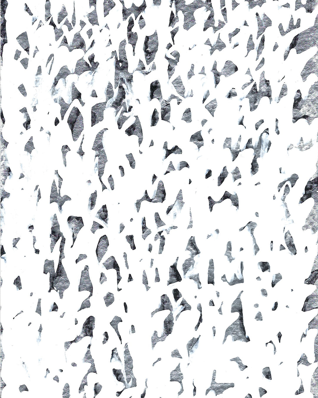 Detailaufnahme eines chirografischen Unikats in schwarzer, silberner und weißer Acrylfarbe auf Karton