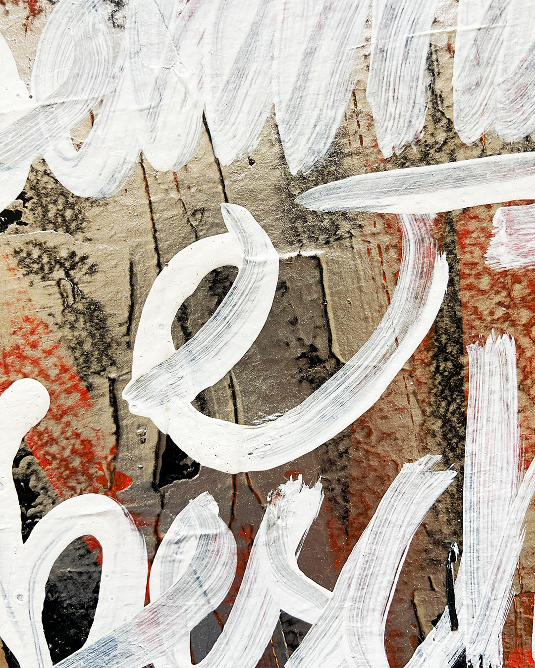 Detail eines chirografischen Mixed-Media-Unikats auf Karton