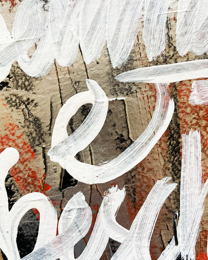 Detail eines chirografischen Mixed-Media-Unikats auf Karton