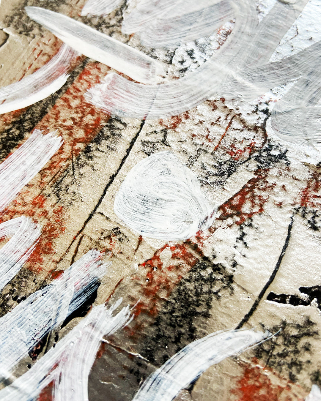 Detail eines chirografischen Mixed-Media-Unikats auf Karton