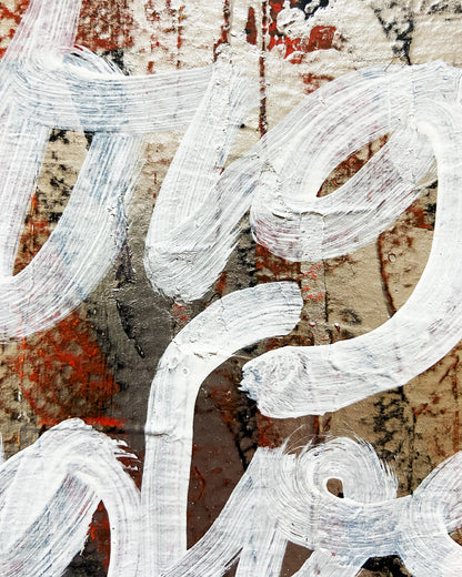 Detail eines chirografischen Mixed-Media-Unikats auf Karton