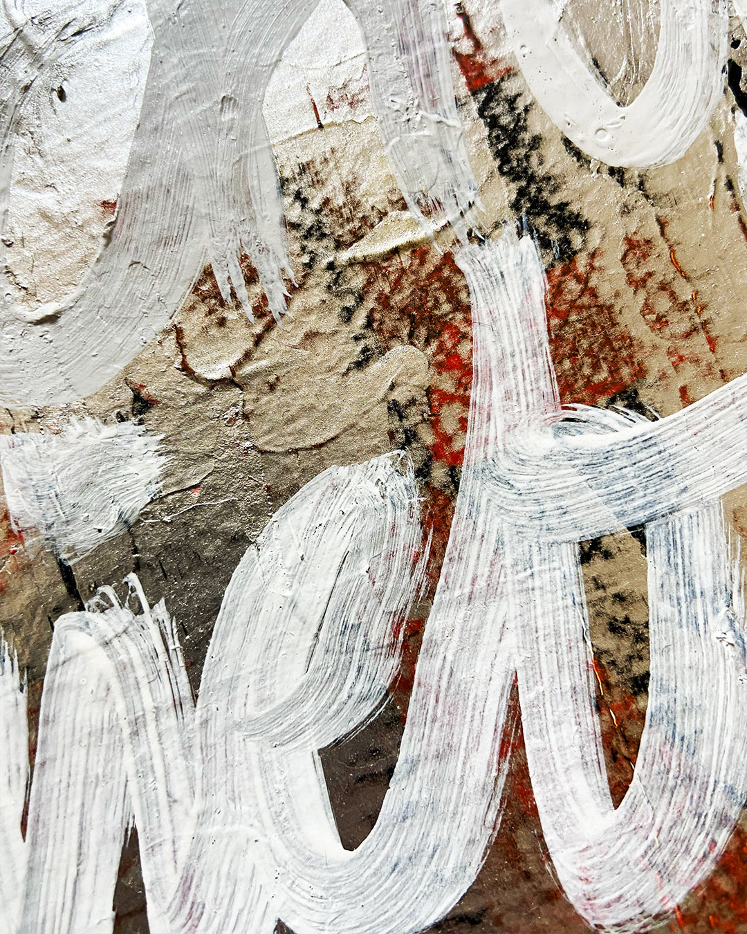 Detail eines chirografischen Mixed-Media-Unikats auf Karton