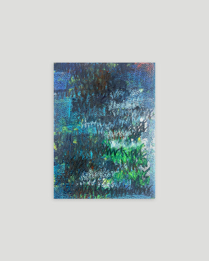 Chirografisches Unikat in Kreide und Ölpastell auf Karton, ungerahmt auf hellgrauem Hintergrund