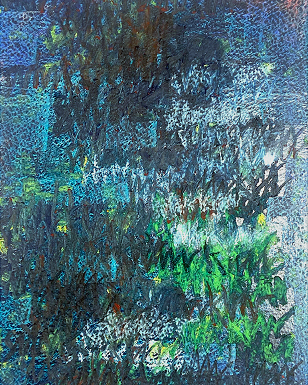 Detail eines chirografischen Unikats in Kreide und Ölpastell auf Karton