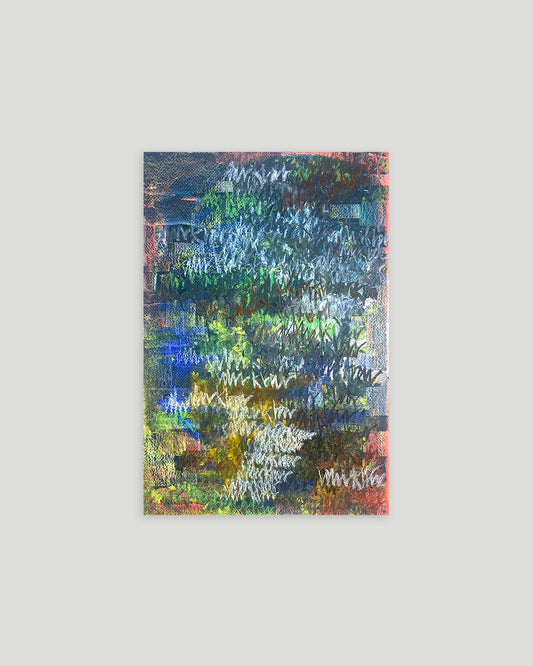 Chirografisches Unikat in Kreide und Ölpastell auf Karton, ungerahmt auf hellgrauem Hintergrund