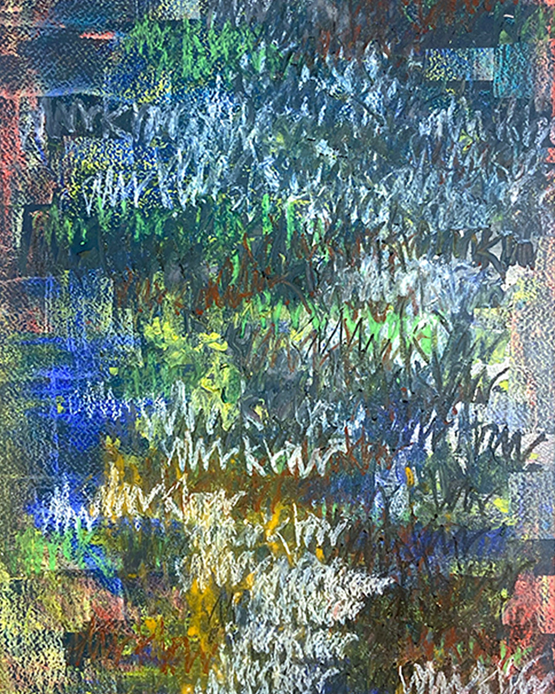 Detail eines chirografischen Unikats in Kreide und Ölpastell auf Karton