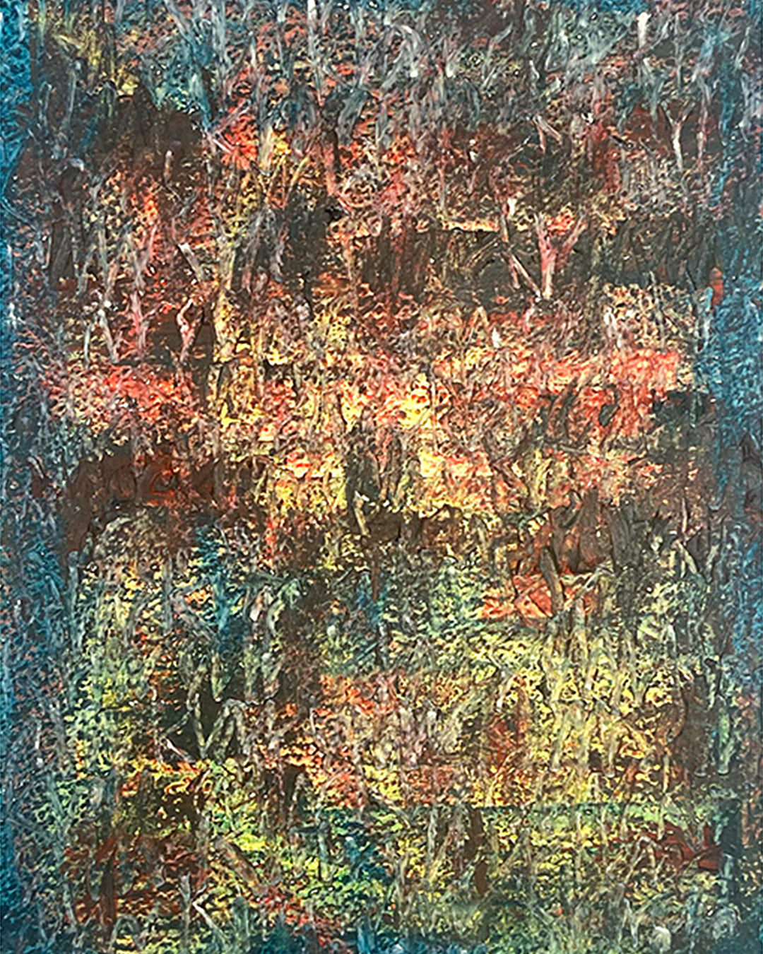 Detail eines chirografischen Unikats in Kreide und Ölpastell auf Karton