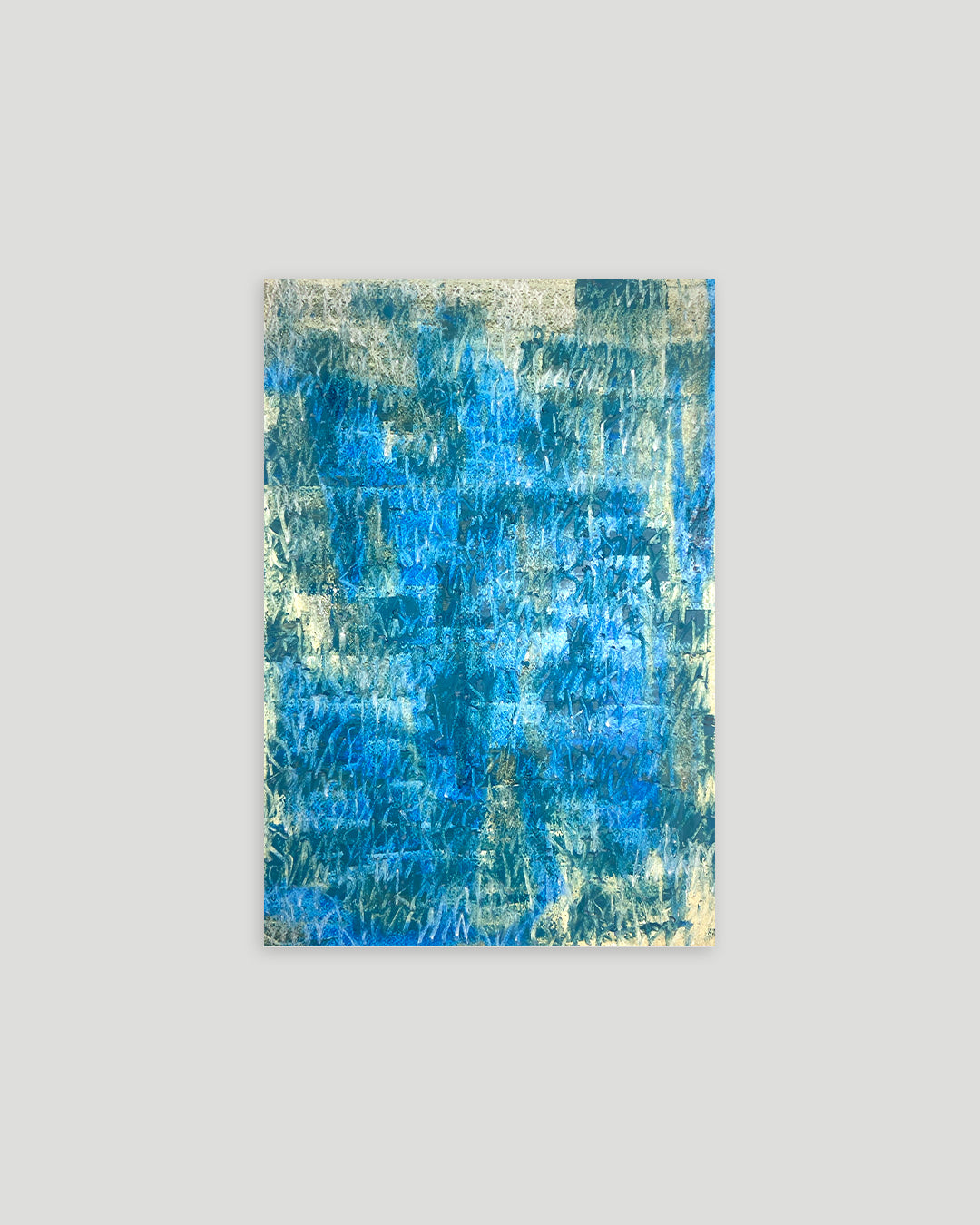 Chirografisches Unikat in Kreide und Ölpastell auf Karton, ungerahmt auf hellgrauem Hintergrund