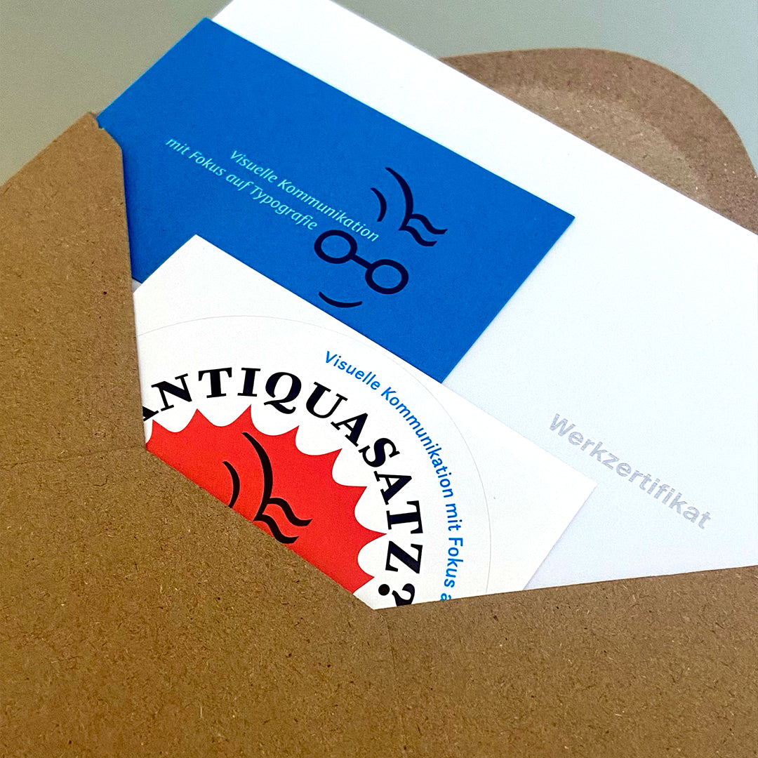 Werkzertifikat, Visitenkarte und Aufkleber von Christoph Lehmann als hochwertig gestaltete Drucksachen für originale Graphiken.